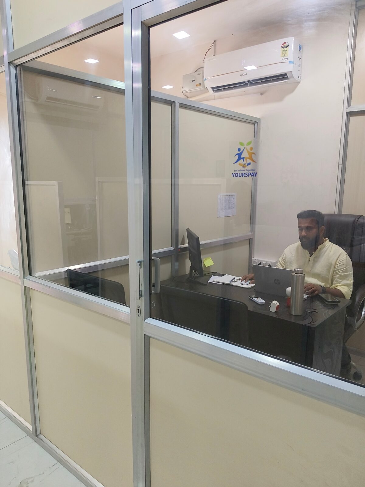 Manager's cabin with glass partition