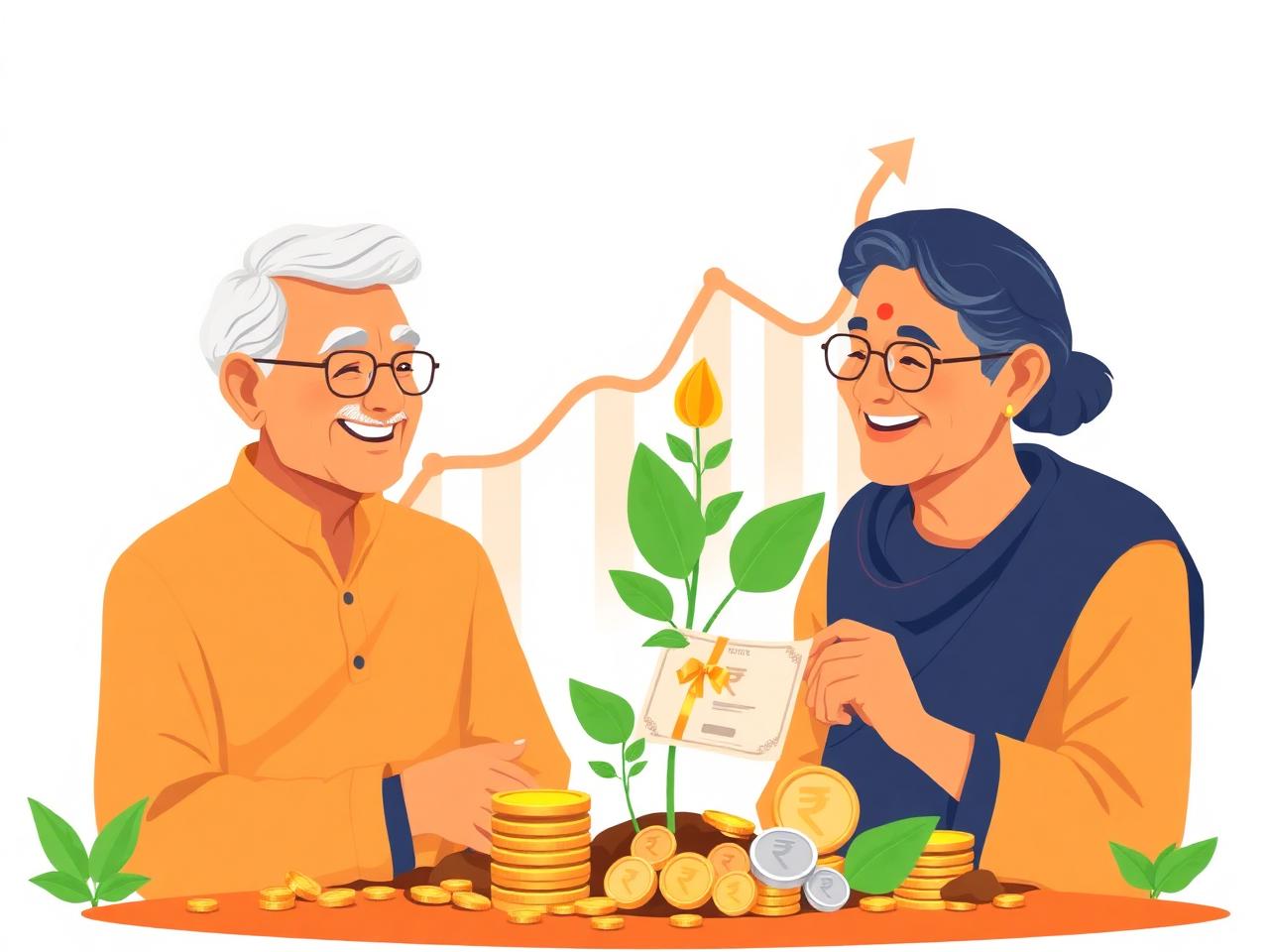 Indian senior couple growing their wealth with Fixed Deposit scheme
