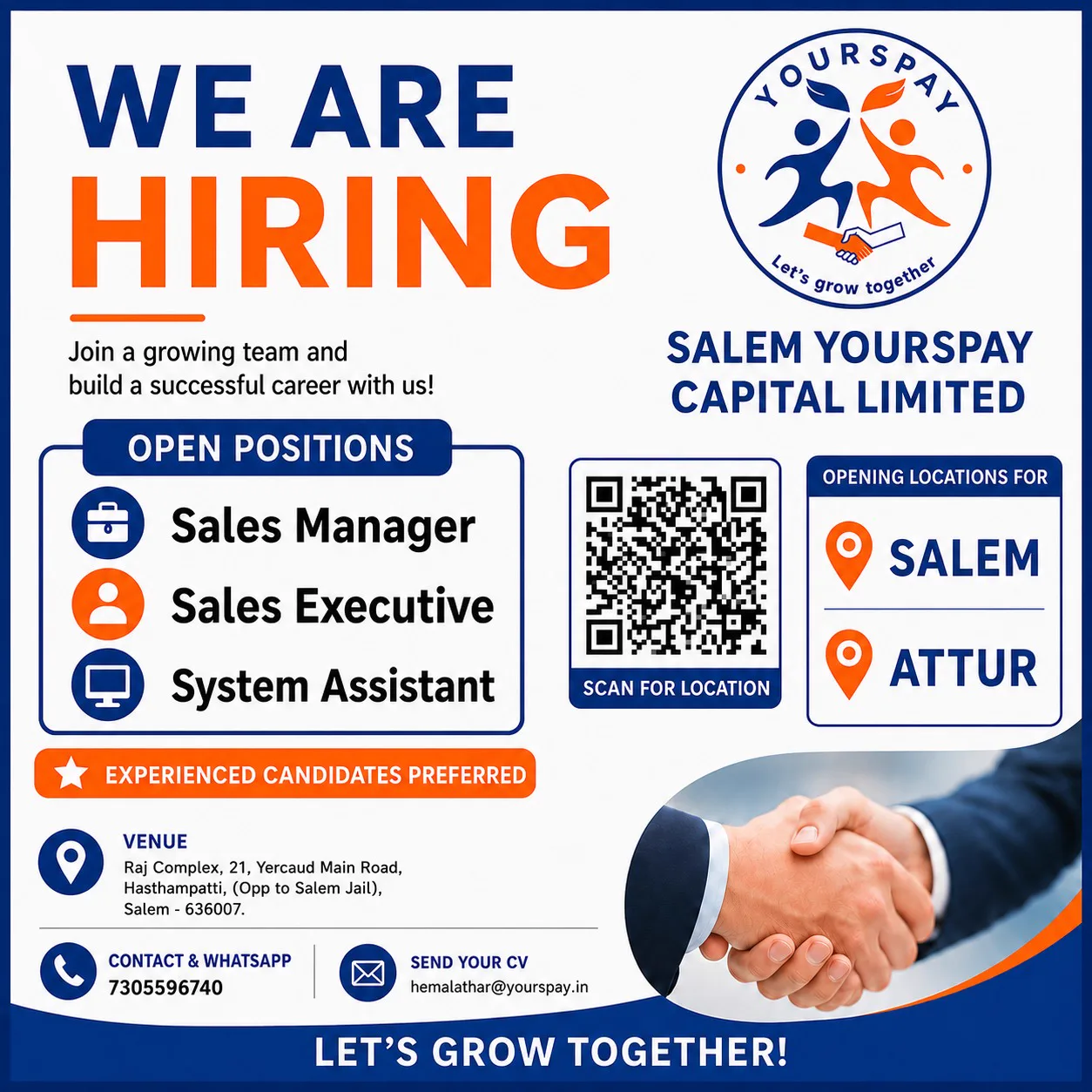 YoursPay Careers - We Are Hiring Sales Manager, Sales Executive and System Assistant in Salem and Attur